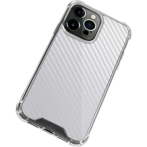 White Carbon Fiber Specialty Texture Material iPhone 15 Pro Clear Case